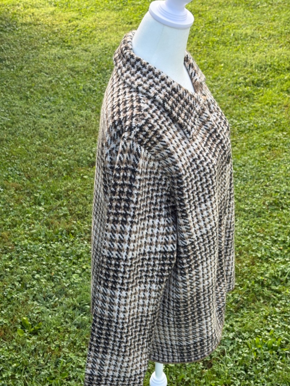 J. Jill Houndstooth Button-Front Plaid Sweater Jacket Coat, Size Medium, NWT - Picture 5 of 10